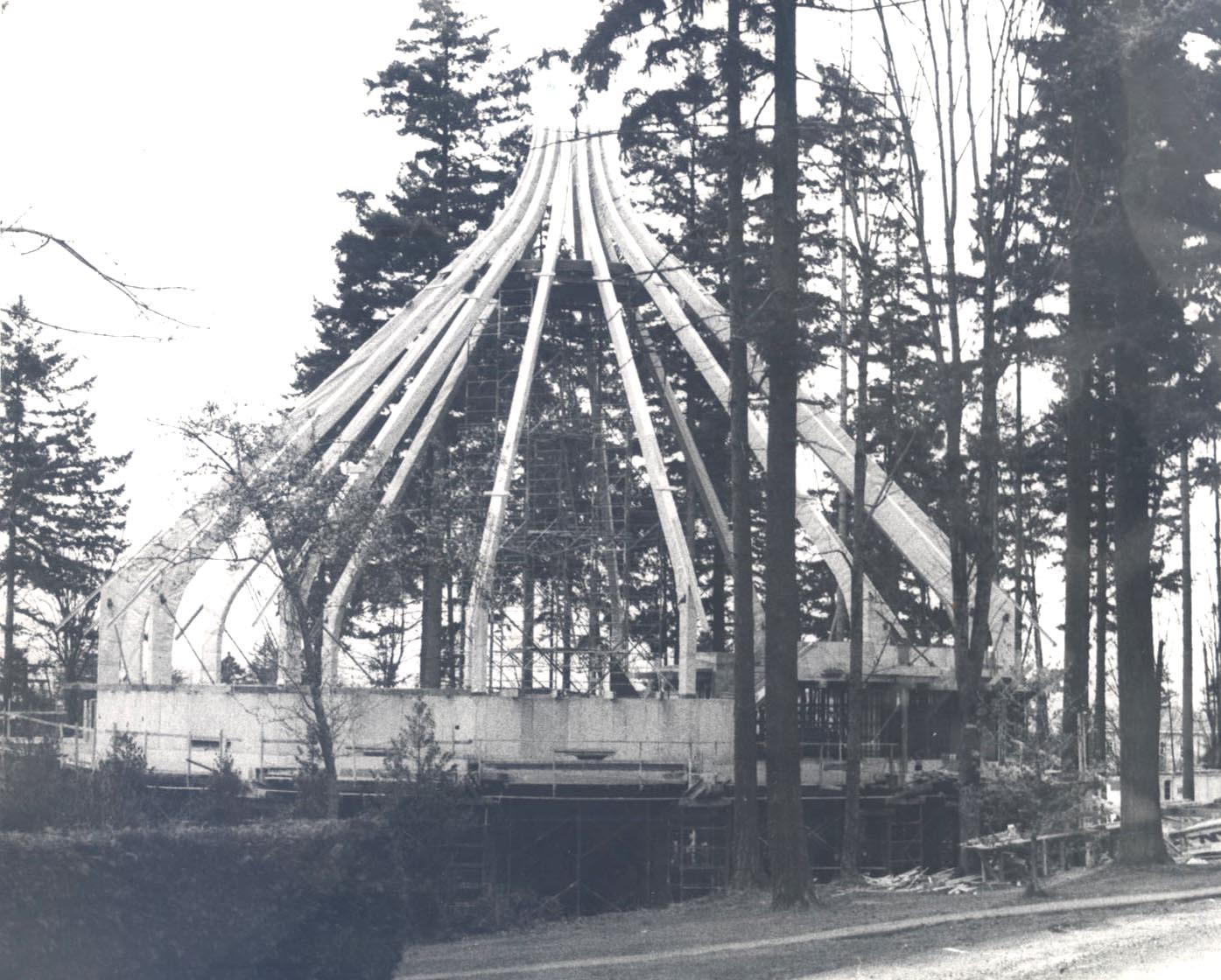 Agnes Flanagan Chapel, in construction, 1968