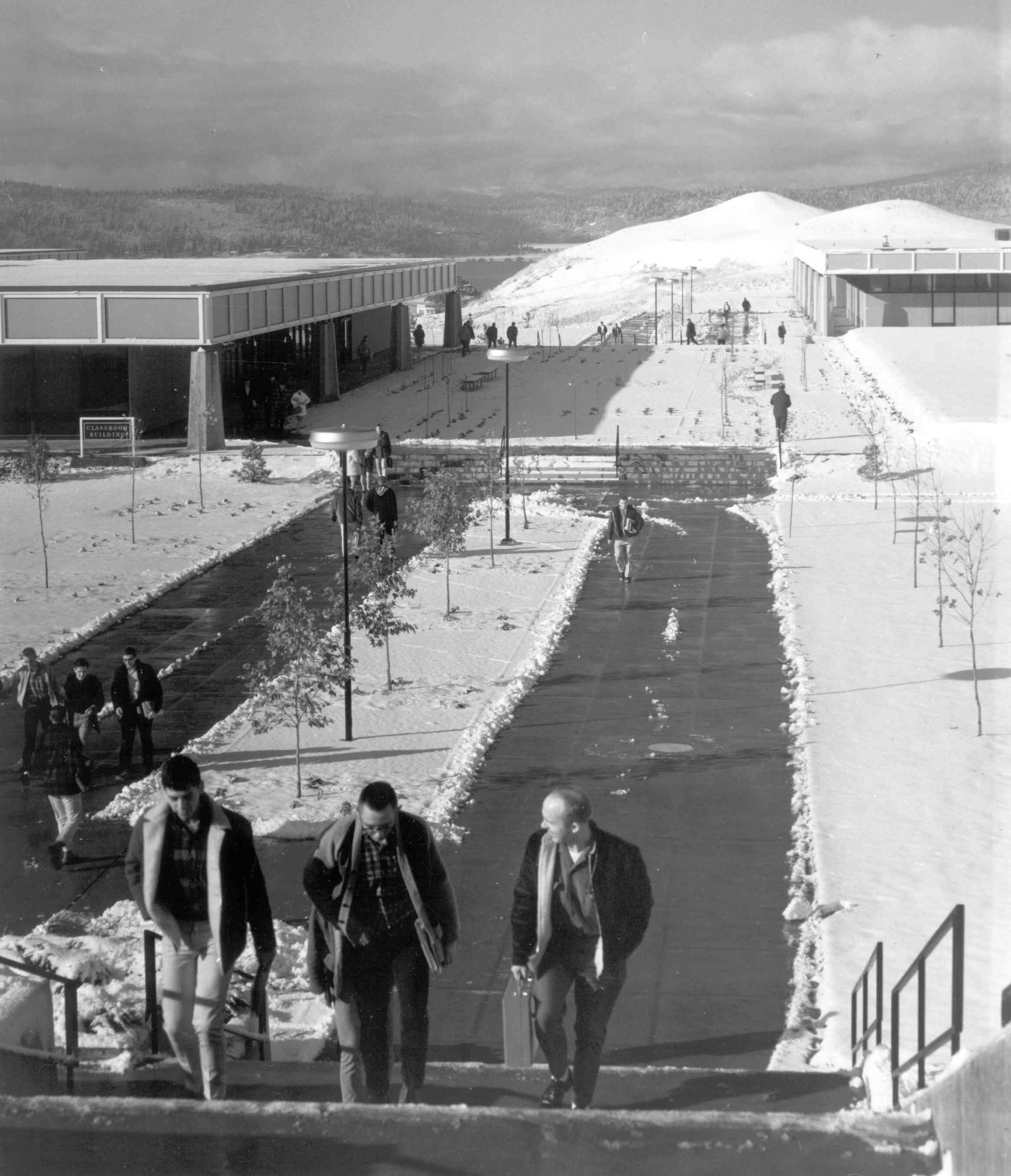 OIT campus, Owens Hall on left, 1970s.