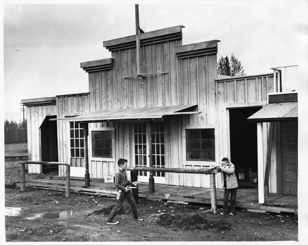 Joe Hughes and Brian Kelling, Frontier Village, Oregon Centennial Expo, 1959.