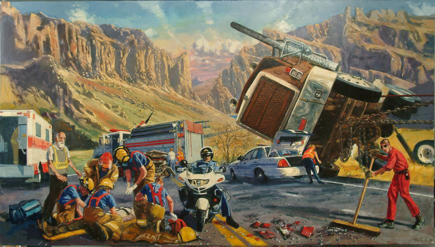 Henk Pander, "The Road," oil on linen,  80" x 142", 2006.