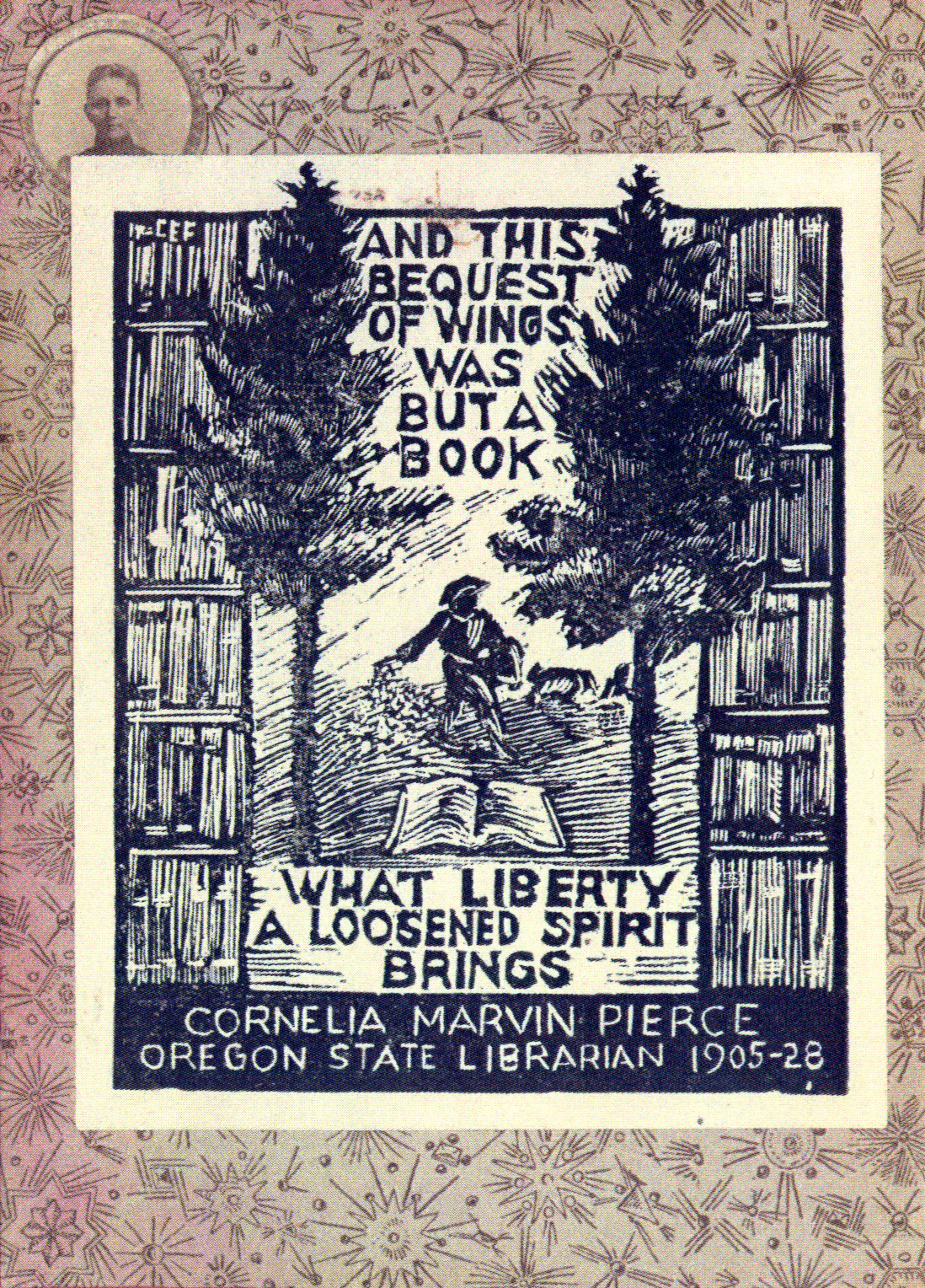 Bookplate of Cornelia Marvin Pierce.