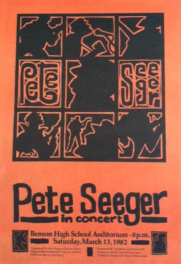 Pete Seeger concert poster, 1982