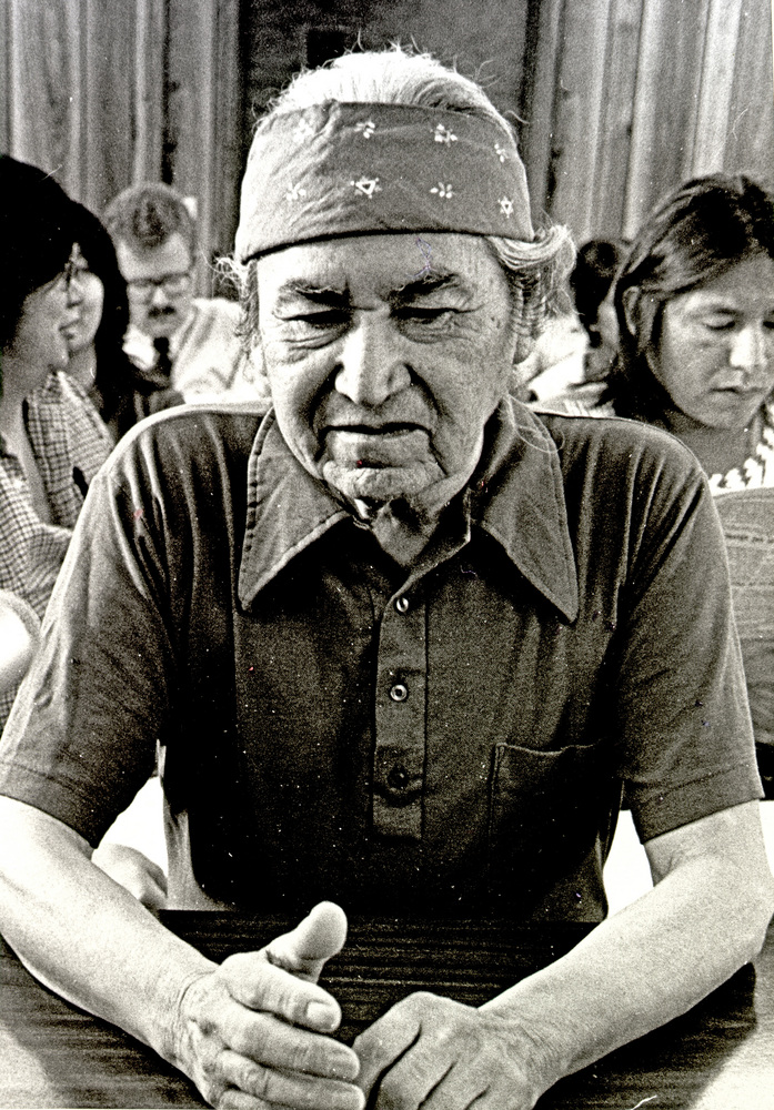 David Sohappy, Sr., during his trial for fishing illegally, April 1987.