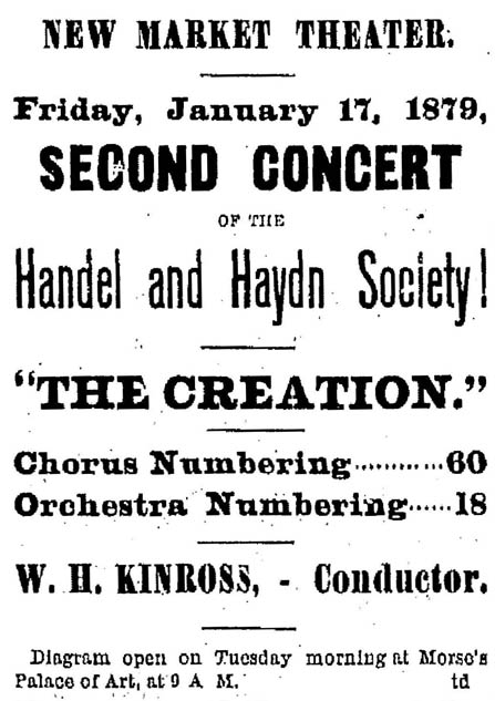 The Creation concert ad, Morning Oregonian, Jan. 1879