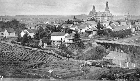 Trestle bridge, Chinese vegetable gardens, Portland High School