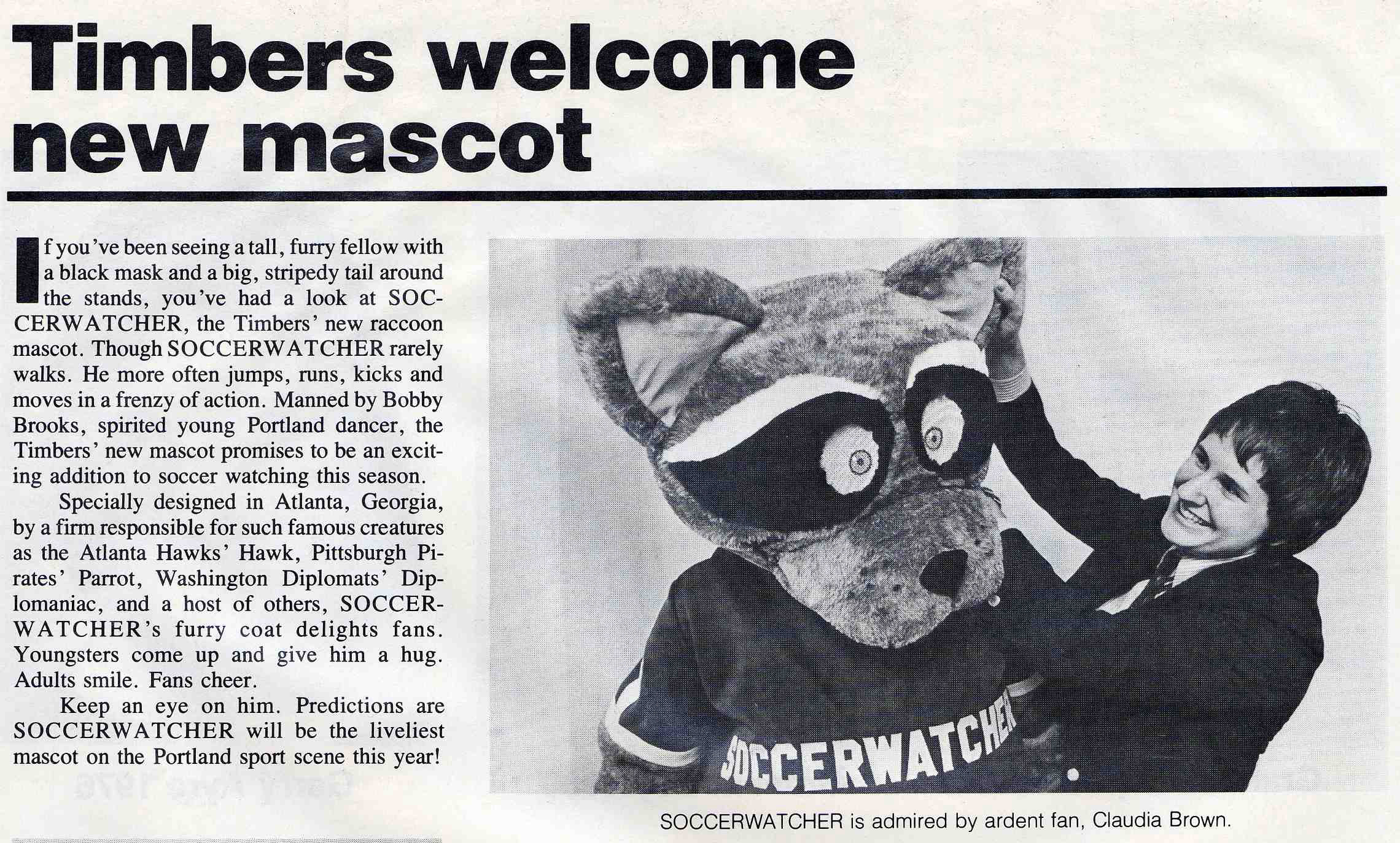 Timbers mascot, from Soccerwatcher magazine, about 1981.