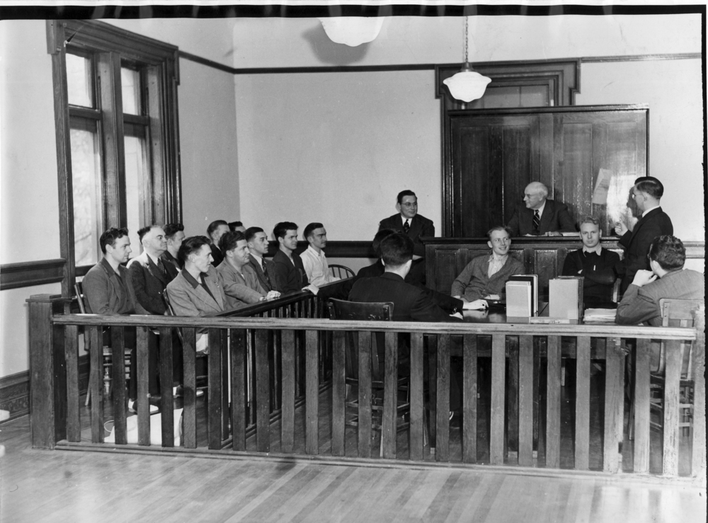 Students participating in the annual Moot Court Competition, 1940.