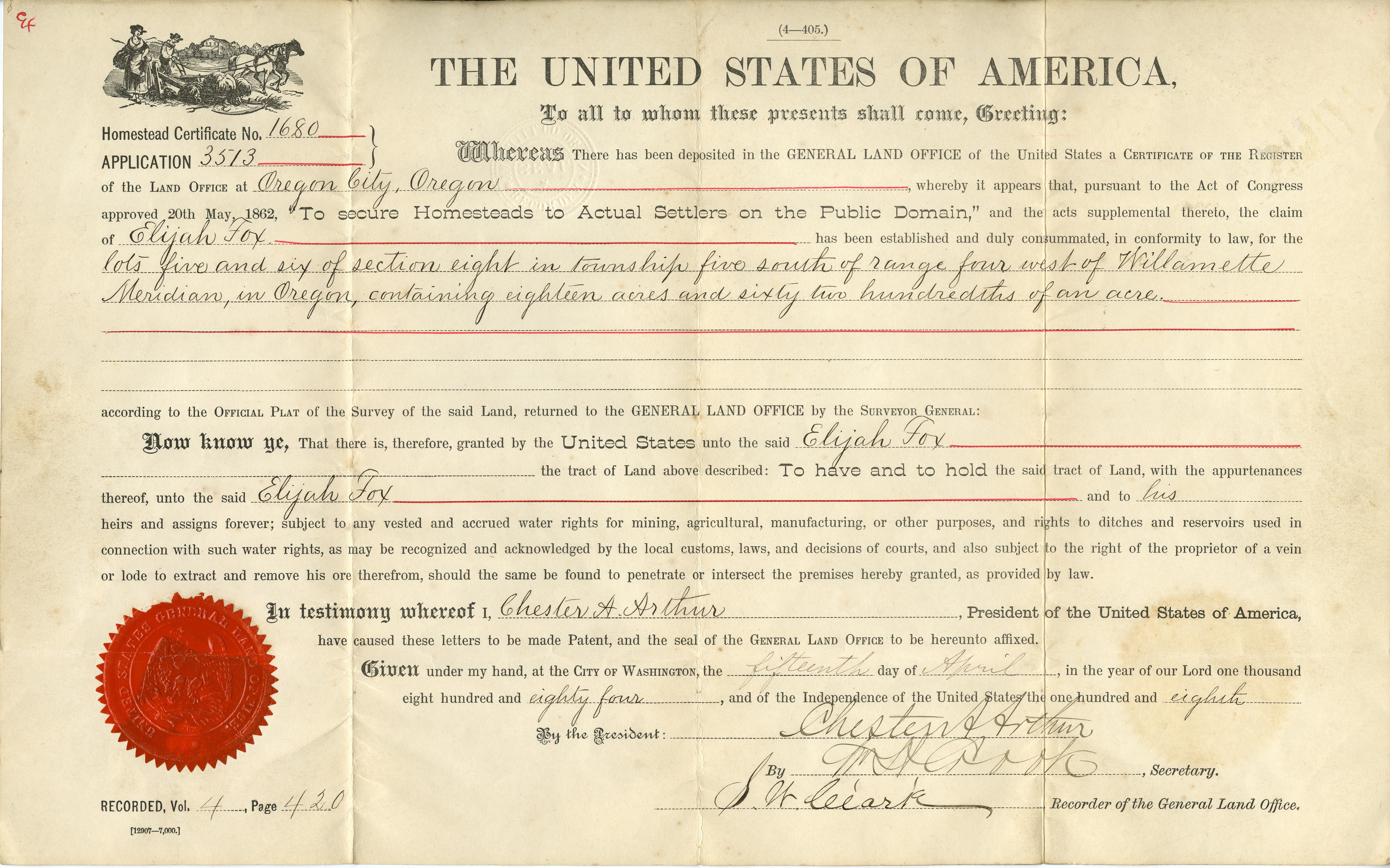 U.S. General Land Office in Oregon, ca. 1850-1946