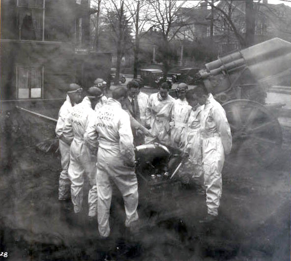 Cadets dressed in jumpsuits for aviation class, unknown date.